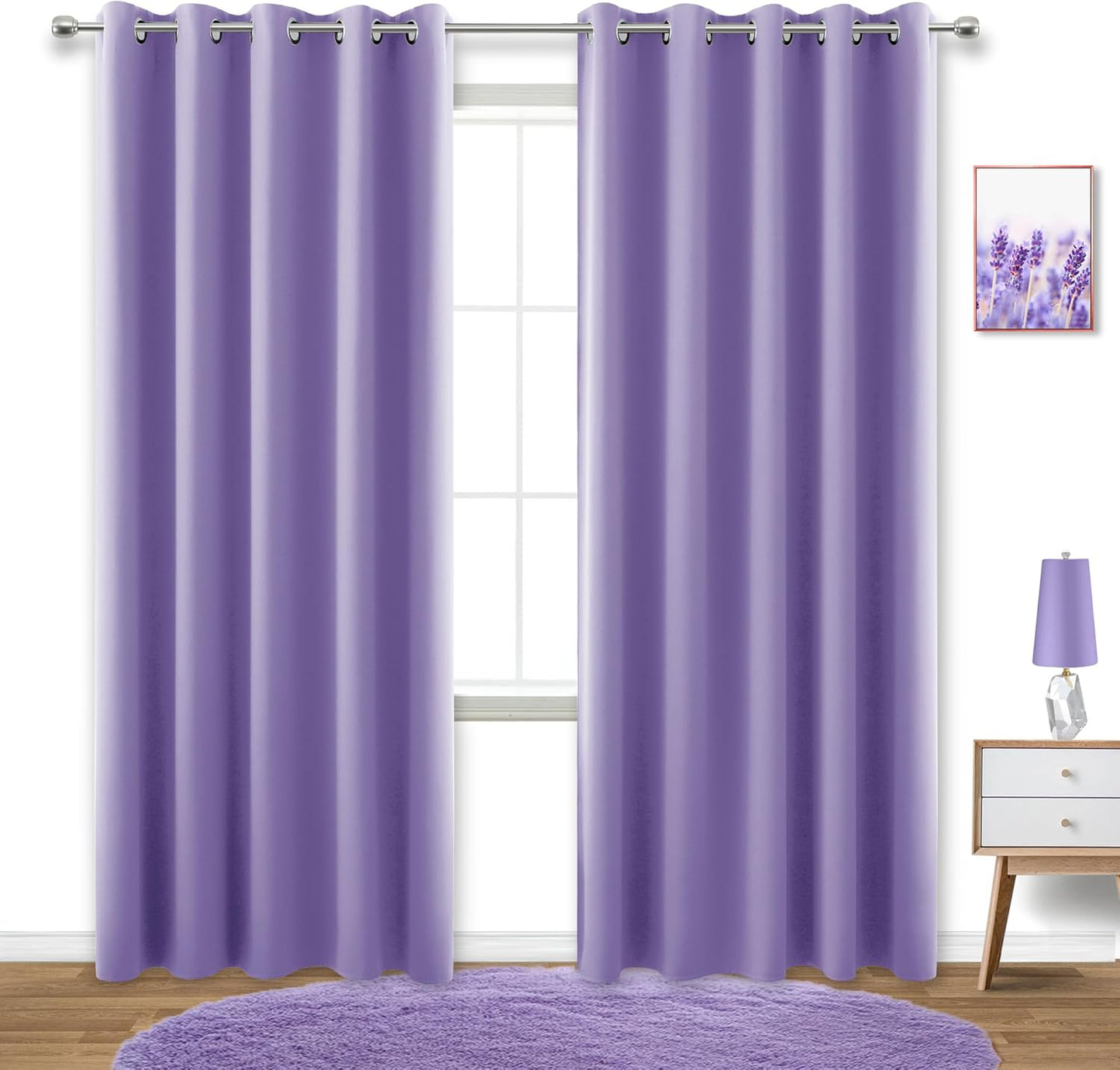 KOUFALL 72x84 Inches Long Purple Blackout Curtains for Home