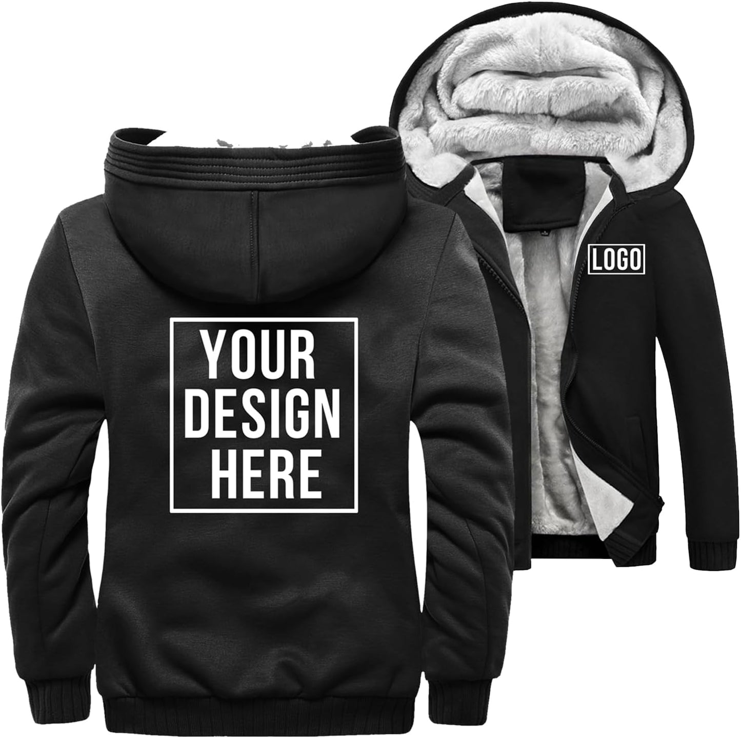 Personalized Custom Zip-Up Hoodie Jacket - Stylish Logo Design