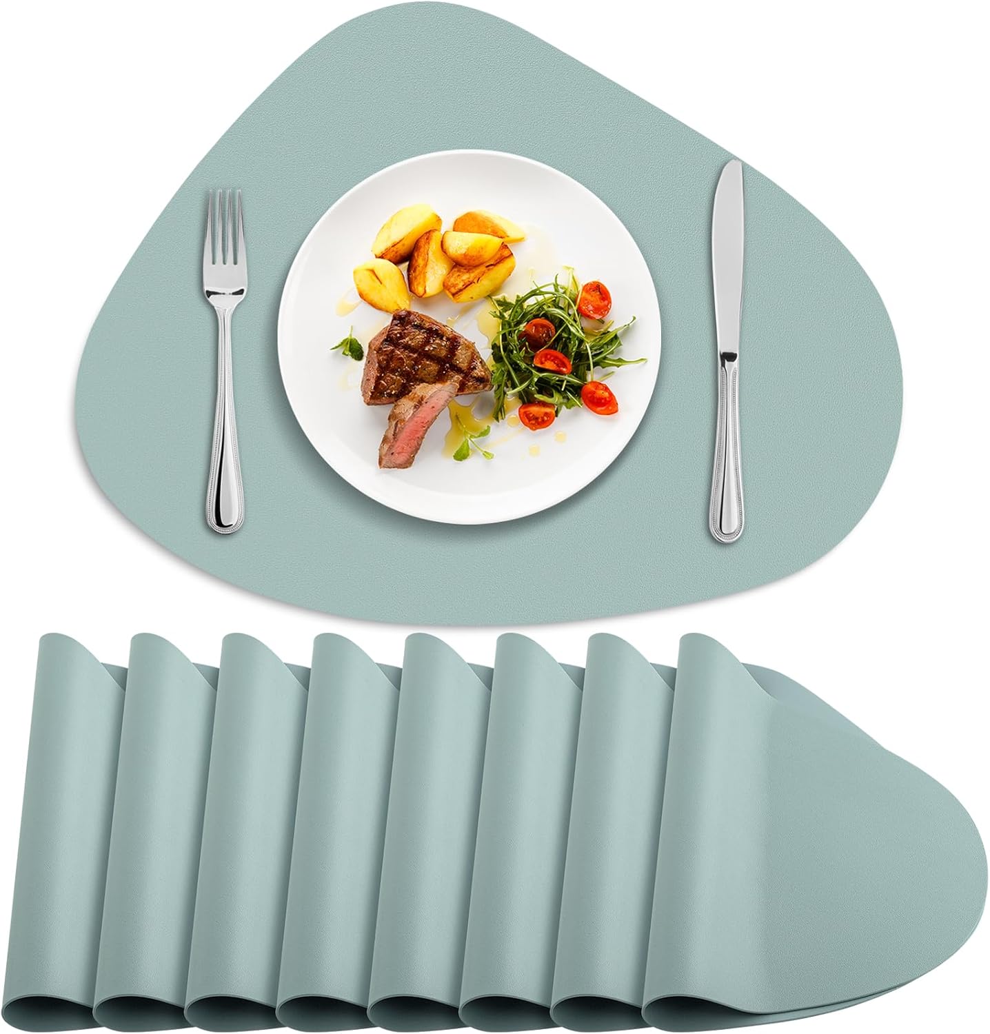 Placemats Set of 8, Heat Resistant Leather Table Mats for Dining