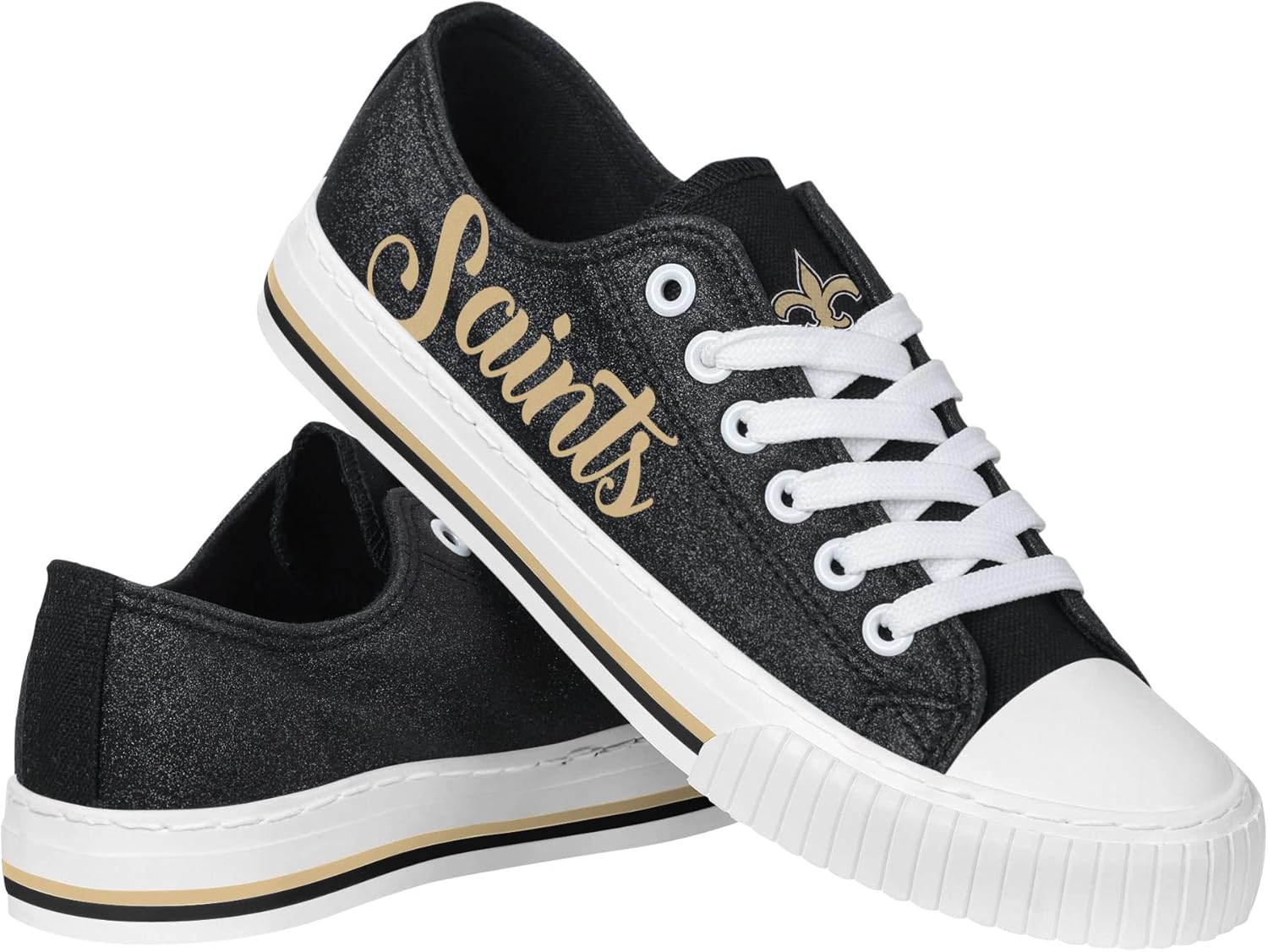 FOCO Women's NFL Team Logo Glitter Low Top Canvas Sneakers