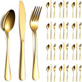 Gold Silverware Set 36 Piece Service for 12 - Titanium Gold Flatware