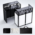 Portable DJ Booth Table Foldable DJ Stand with White & Black Scrim