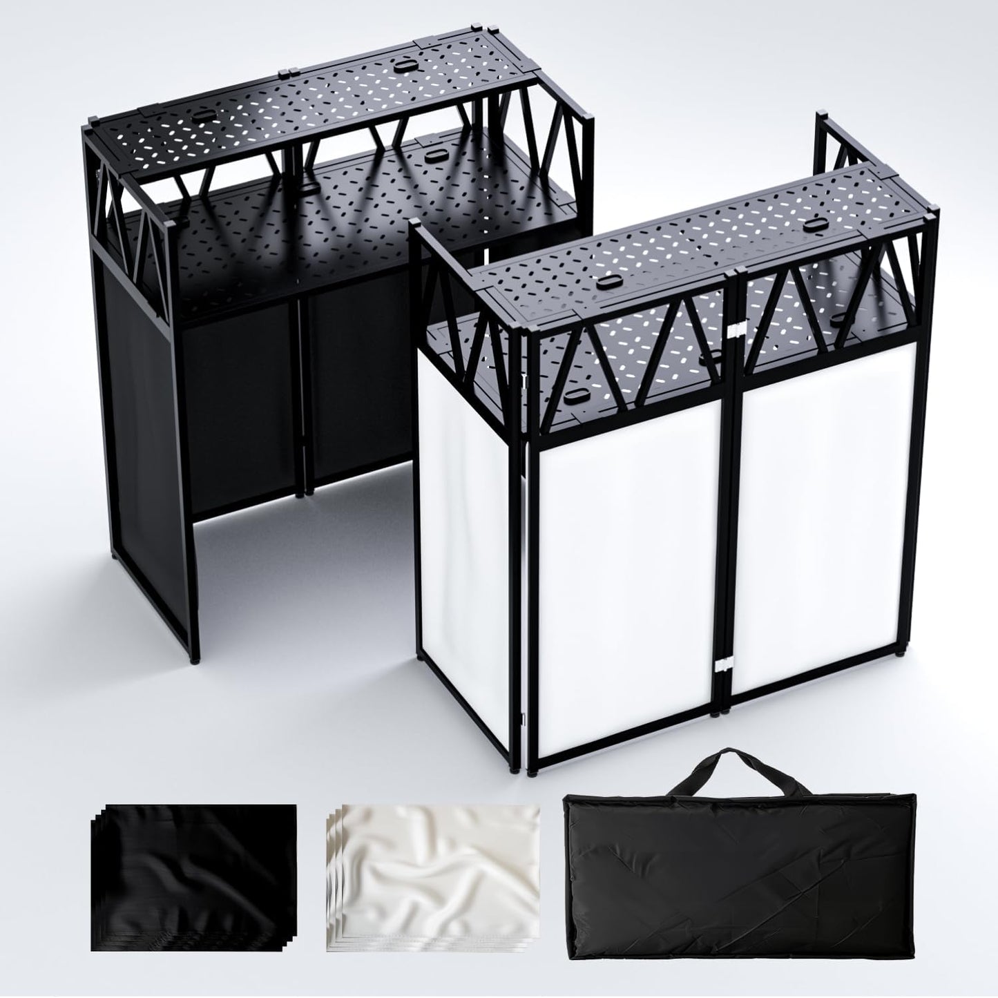 Portable DJ Booth Table with Adjustable Facade for Events