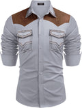 Men's Western Cotton Embroidered Shirt - Slim Casual Button-Down