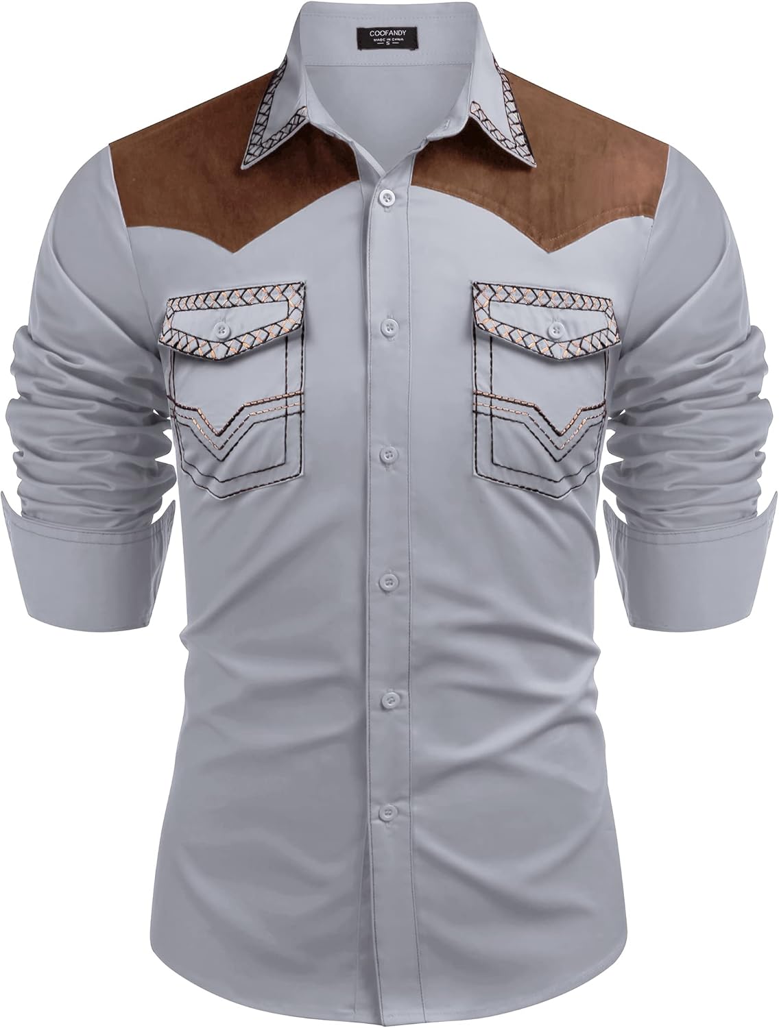 COOFANDY Men's Western Cowboy Shirt for Stylish Casual Wear