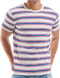 VEIISAR Men's Crewneck T-Shirt with Stripes for Relaxed Fit