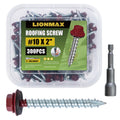 LIONMAX Metal Roofing Screws #10 x 2 in - Durable Dark Red 300-PC