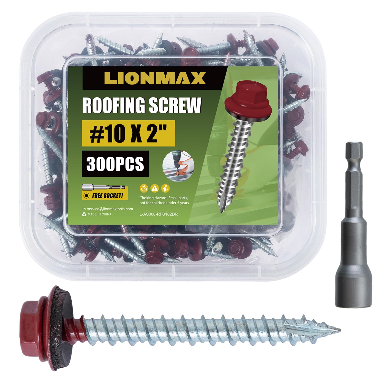 LIONMAX Metal Roofing Screws #10 2 Inch for Secure Roofing