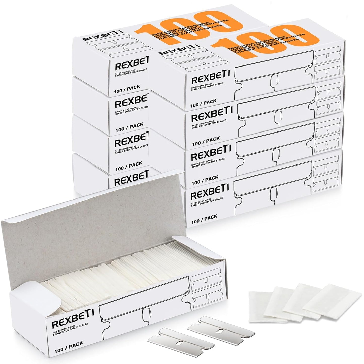 REXBETI 800PCS Single Edge Razor Blades for Industrial Use