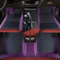 Luxury Leather Car Floor Mats Custom Full Coverage Purple Black