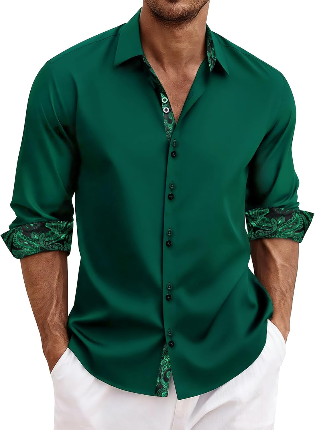 DiBanGu Men's Dress Shirt Long Sleeve Casual Button Down Style