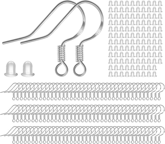 Hypoallergenic 925 Silver Earring Hooks Set - 120 Pairs DIY Jewelry Making Kit