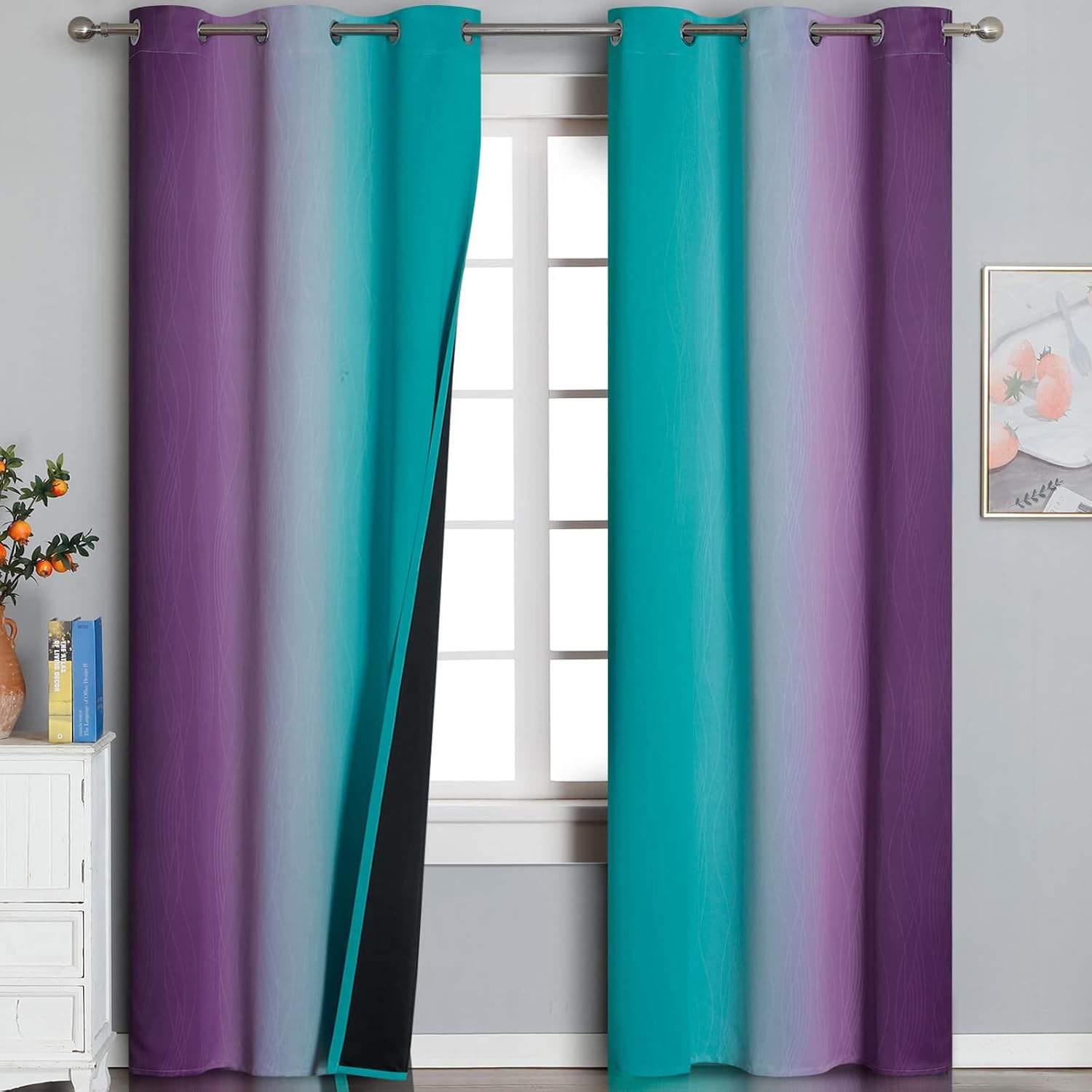 Teal Blackout Curtains by Estelar Textiler - Ombre Design