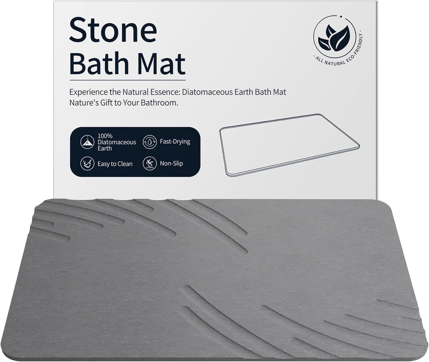 Diatomaceous Earth Bath Mat Non-Slip Quick-Drying Stone Mat