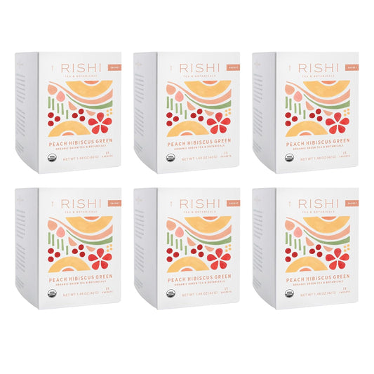 Peach Hibiscus Green Tea Sachets - Organic Low Caffeine Delight