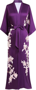 BABEYOND Kimono Robe Long Floral Satin Sleepwear for Women