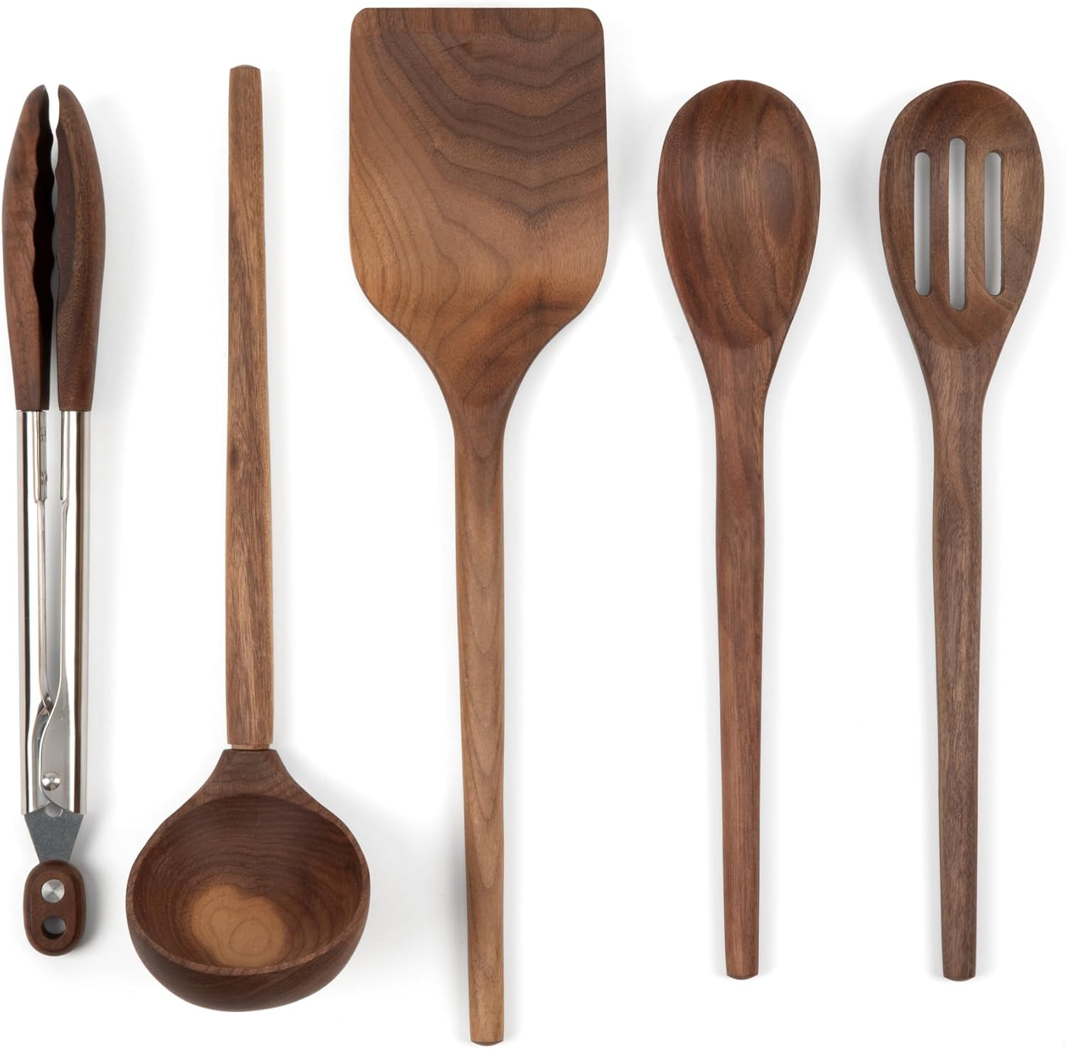Salt & York 5-piece Walnut Wooden Kitchen Utensil Set