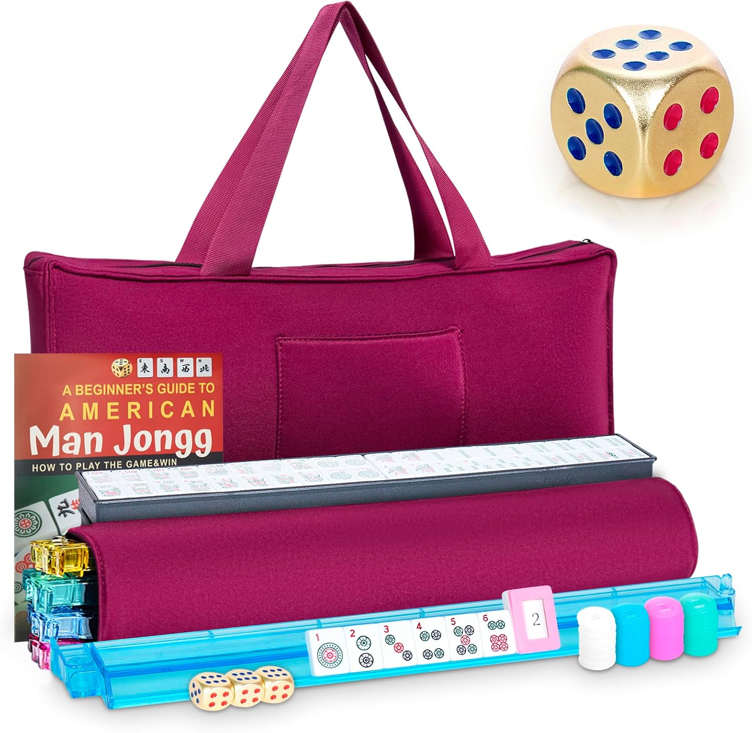 New American Mahjong Game Set with Premium White Tiles