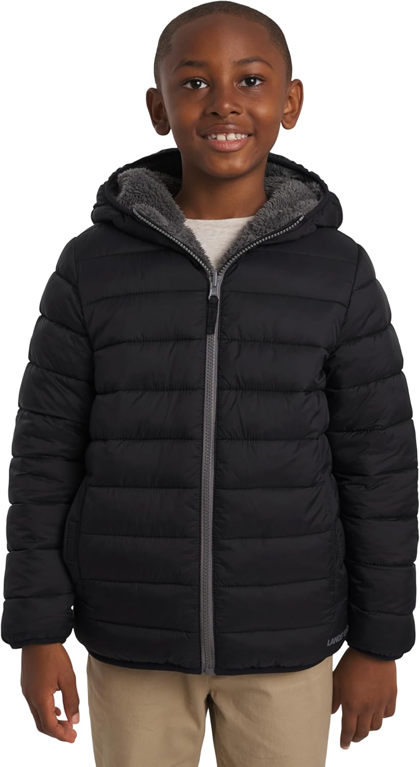 Reversible Faux Sherpa Lined Insulated Puffer Jacket for Boys