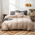 Khaki Comforter Set Full Cream Coffee Bedding Set - Minimalist Soft