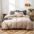 Cream Coffee Comforter Set Queen - Ultra Soft Breathable Khaki
