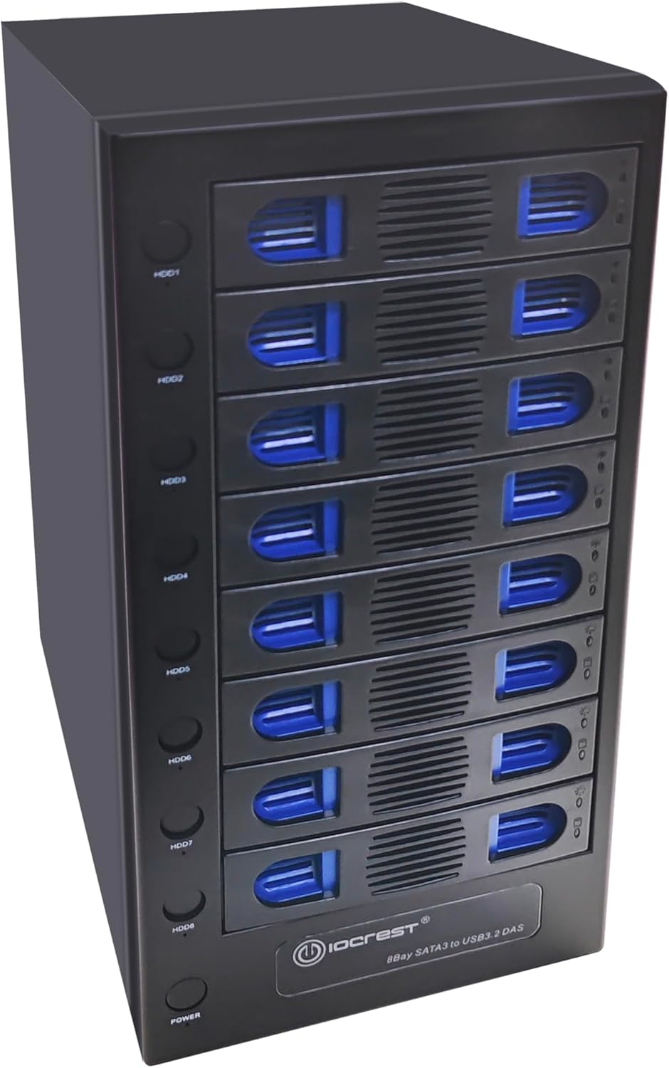 IO CREST 8-Bay Tool Less Hot Swap Hard Drive Enclosure