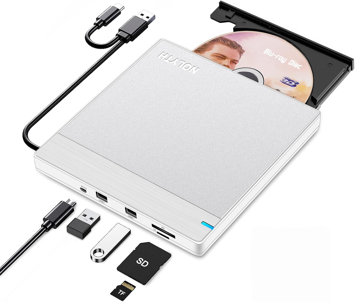 NOLYTH Portable External Bluray Drive - Multi-Function Convenience
