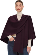 PULI Womens Large Cross Front Poncho Sweater Wrap Topper - Plush