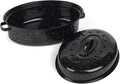 16 Inch Roasting Pan with Lid - Covered Oval Roaster for Large Poultry