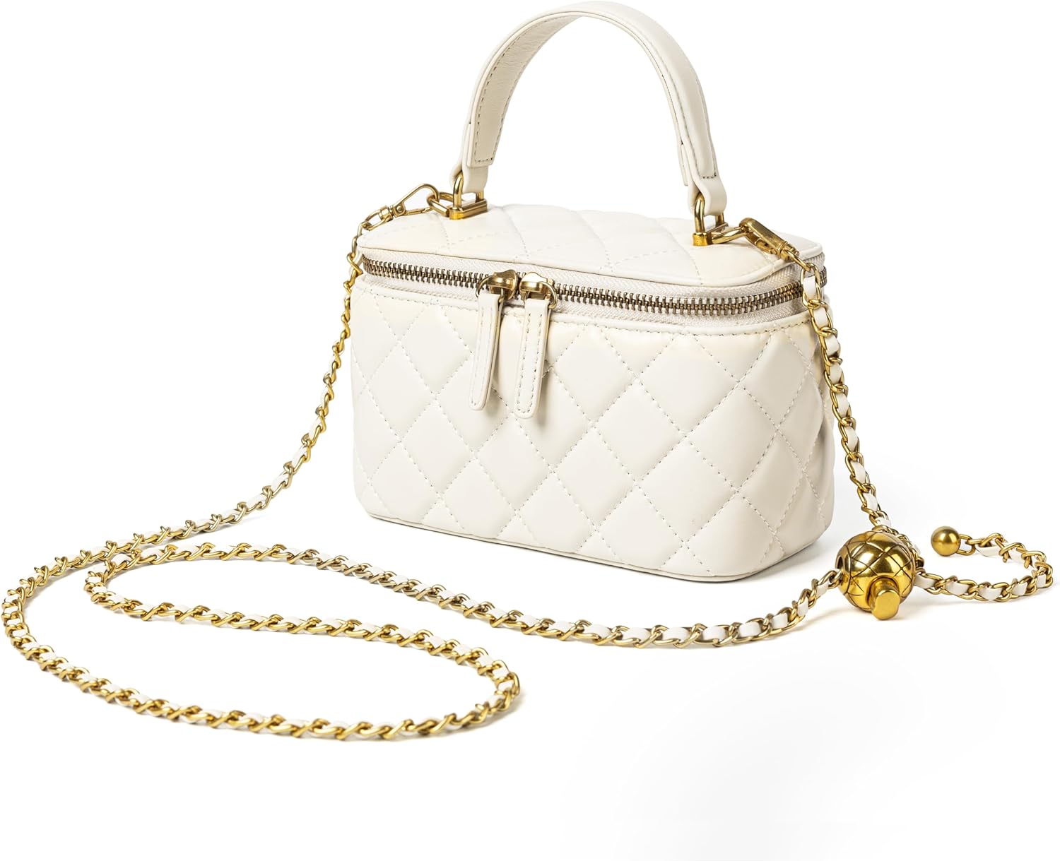 DORIS&JACKY Small Quilted Box Crossbody Purse for Women