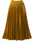 GOOBGS Pleated A-Line High Waist Midi Skirt - Flattering Swing Women's