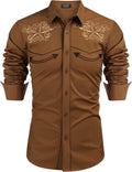 COOFANDY Men's Western Embroidered Long Sleeve Shirt (Style WVZB)