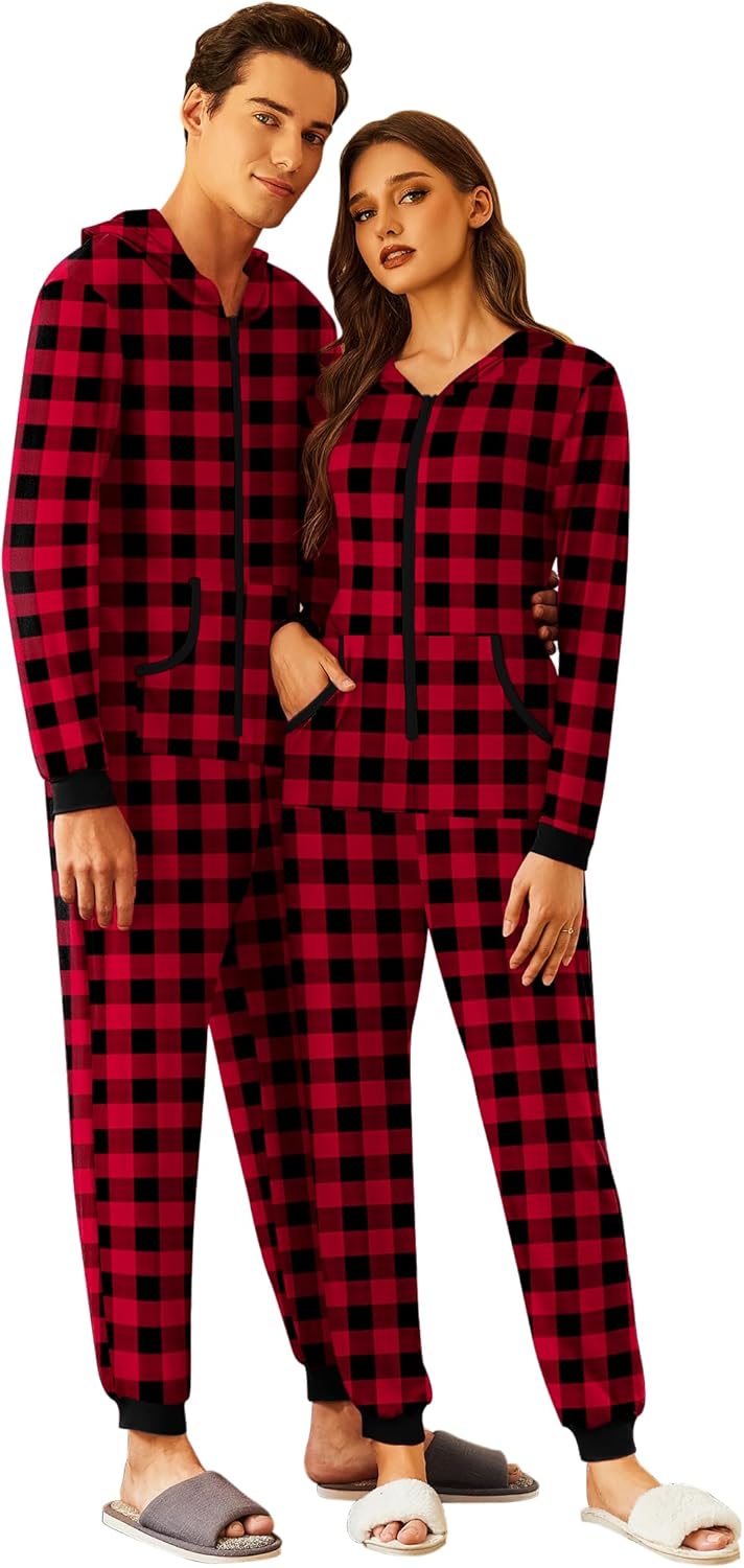 Ekouaer Christmas Matching Onesie for Couples with Pockets