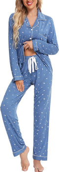 Leikar Button Up Pajama Set For Women Long Sleeve Shirt And Pants Note
