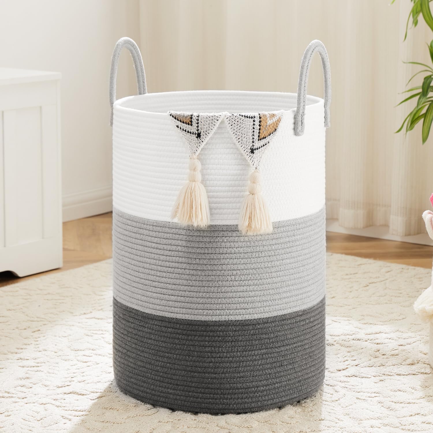 Woven Cotton Rope Laundry Hamper for Stylish Home Storage