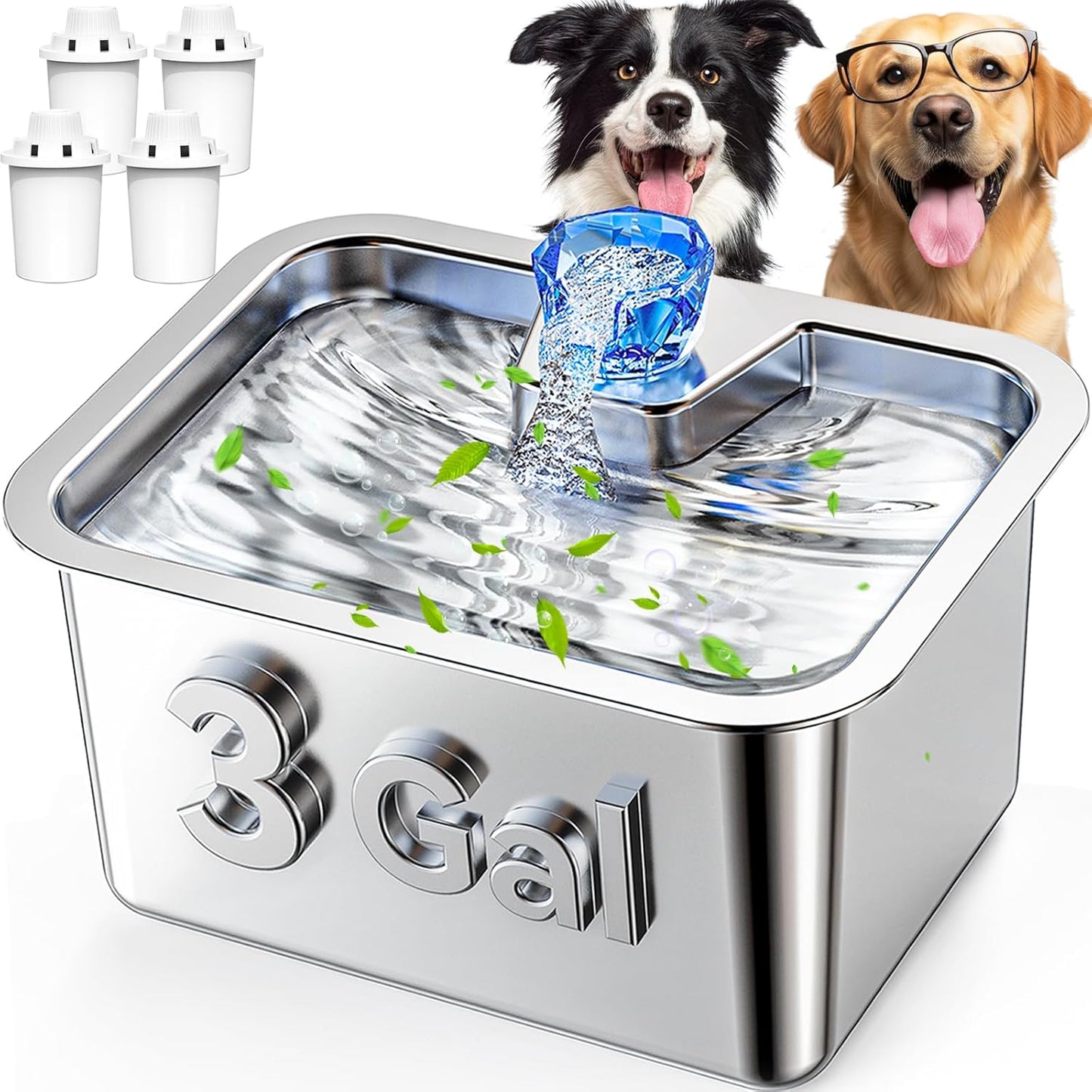 3 Gallon Large Dog Water Fountain - Ultra Quiet Pet Dispenser