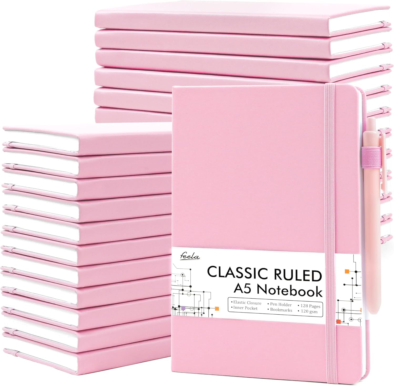 Feela 24 Pack Journal Notebook Set with Pens for Note Taking