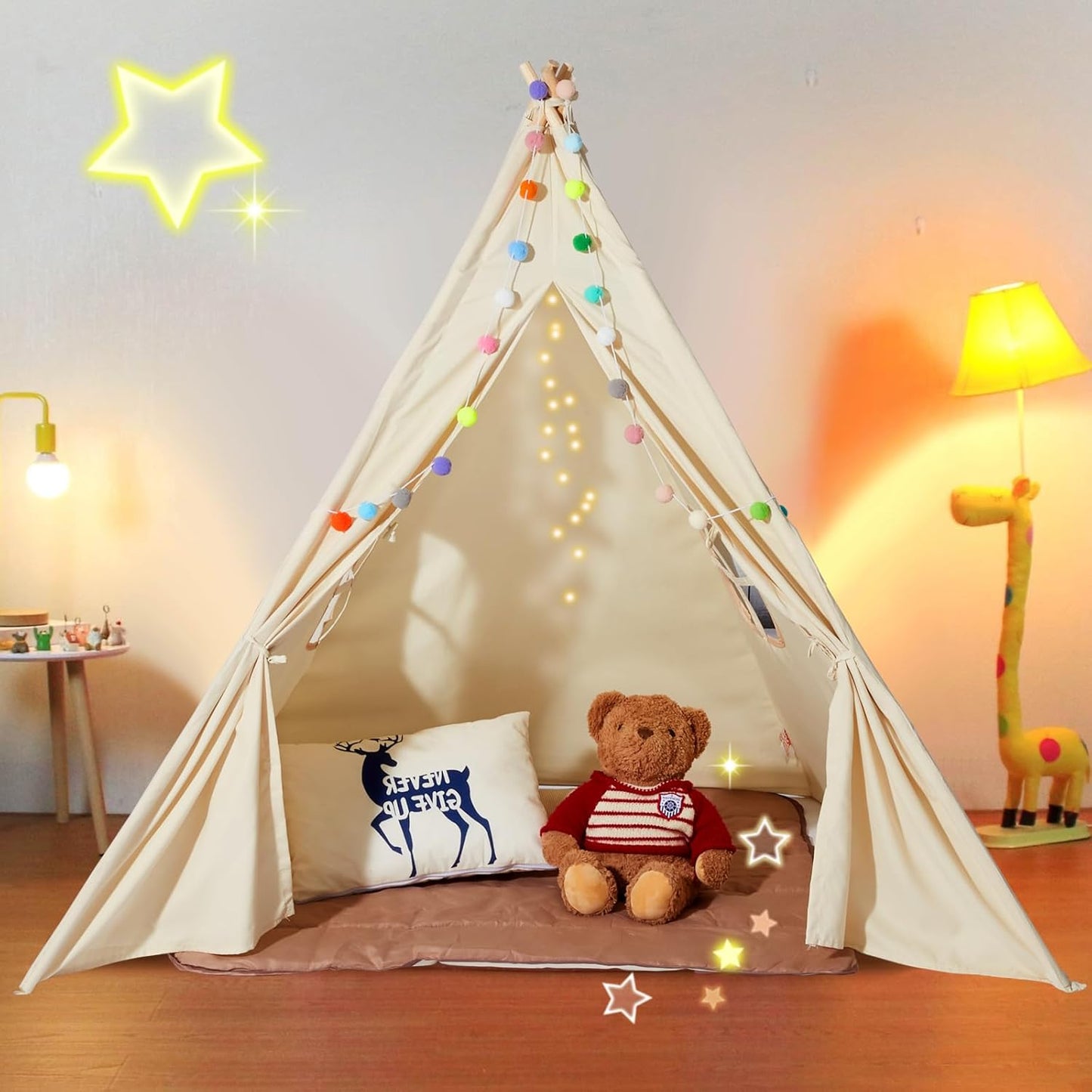 VEVOR Kids Teepee Tent - Durable & Decorative Play Tent for Indoor/Outdoor Fun!