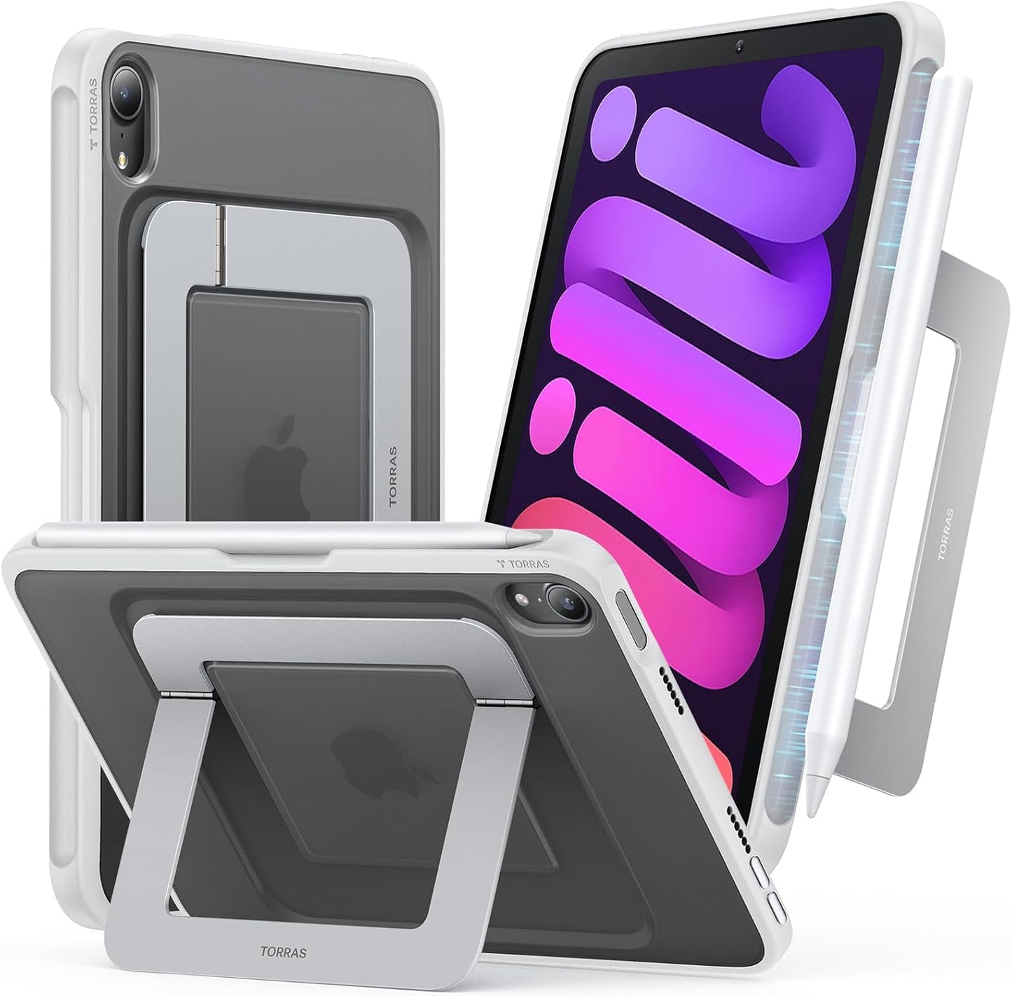 TORRAS iPad Mini 7 Case with Adjustable Stand and Pencil Holder