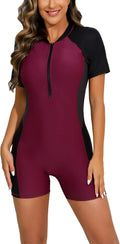 Halcurt Women's Boyleg One Piece Rash Guard - UPF50 (Style RXZ4)