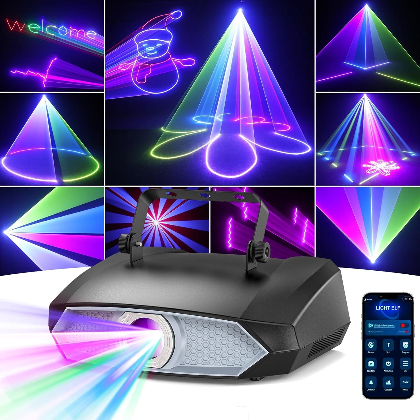 2W Full Color DJ Laser Light - App Controlled Laser Show! 