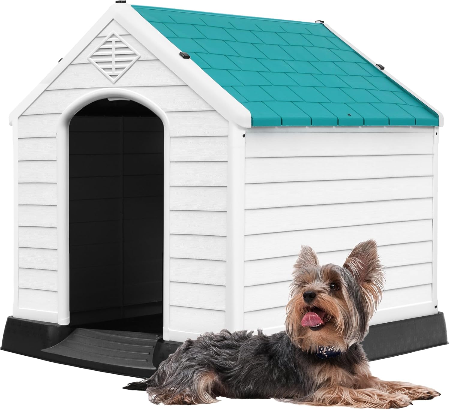 DWVO Plastic Dog House for Small to Medium Dogs, Weatherproof