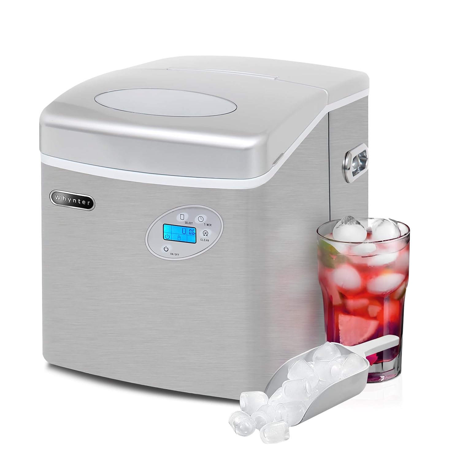 Whynter Stainless Steel Ice Maker: 49lb Capacity & Water Connection