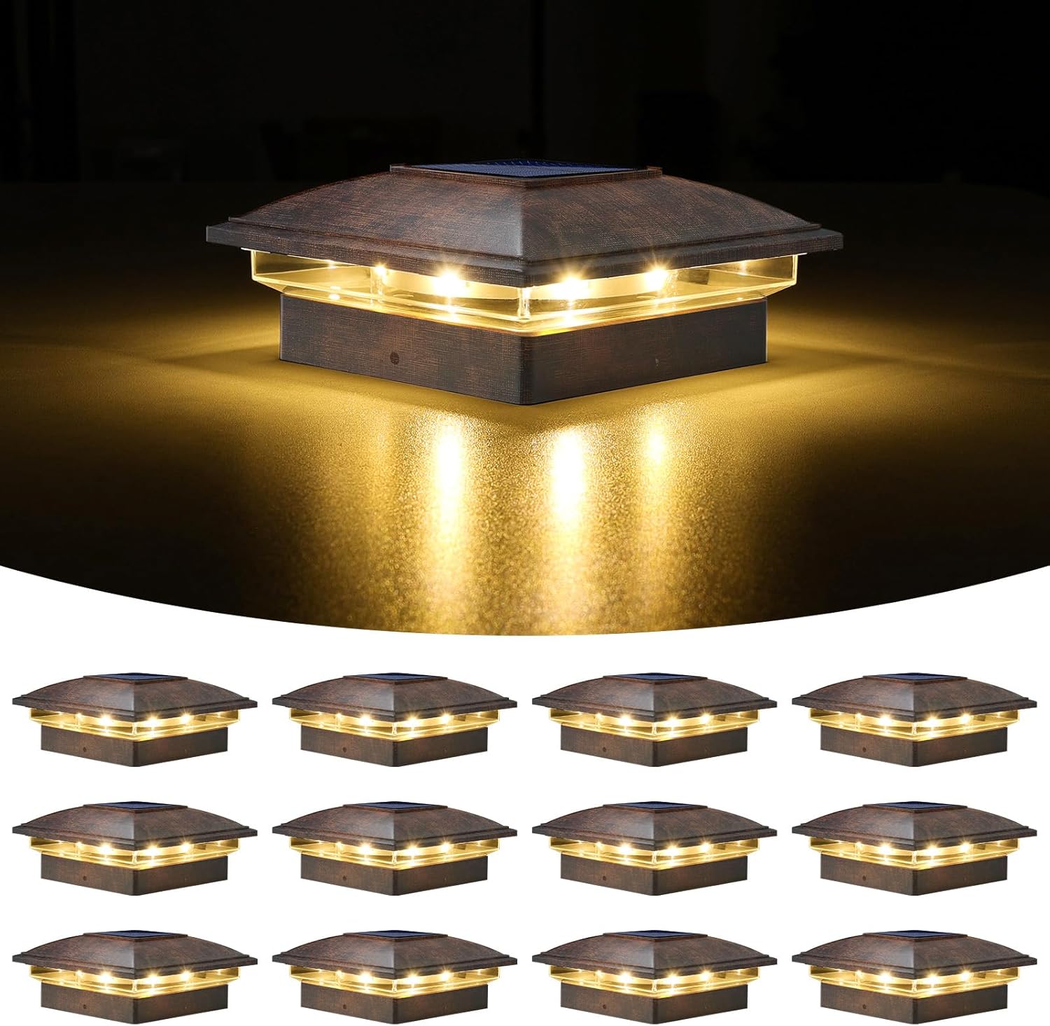 VOLISUN Solar Post Cap Light Outdoor 12pack for Garden and Patio