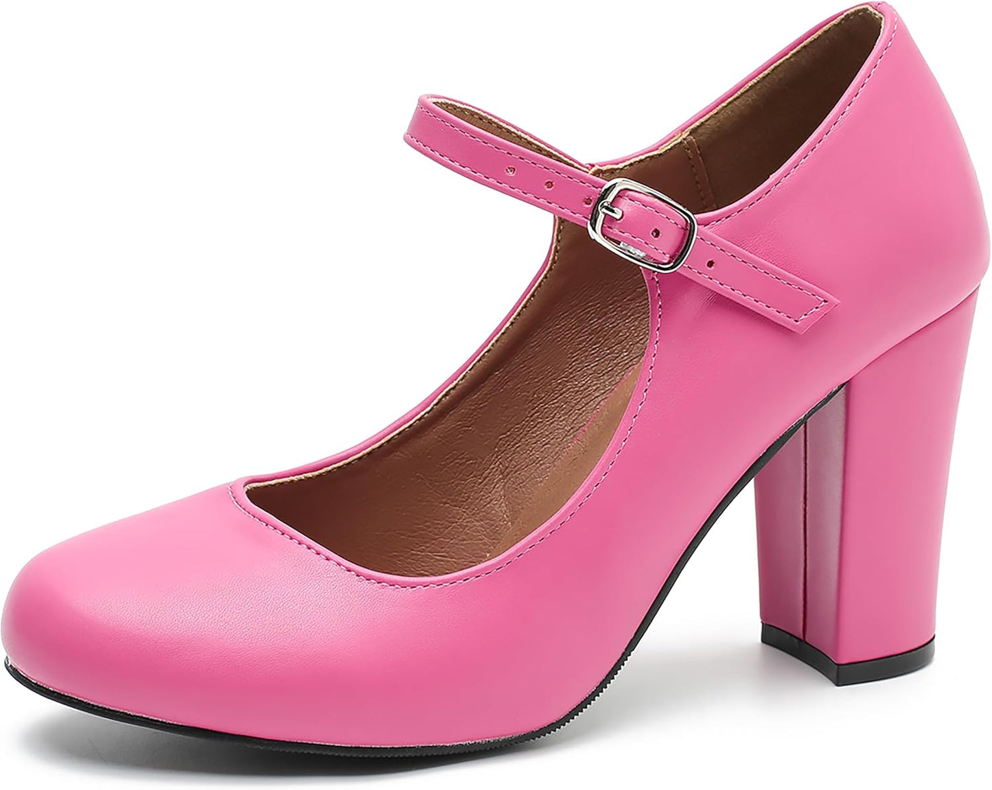 Women's Mary Jane Heels Closed Toe Chunky Block High Heel Pumps