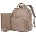 Faux Leather Diaper Bag Backpack with Changing Pad - 35L Taupe