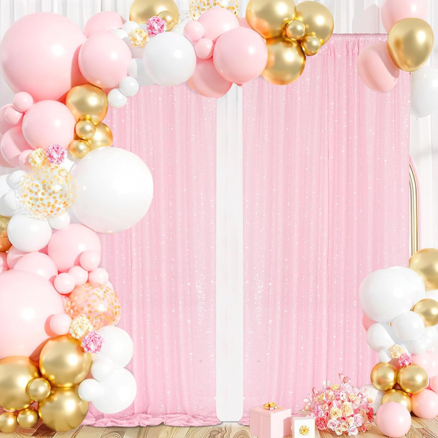 Pink Sequin Backdrop Curtains for Stunning Photography Events