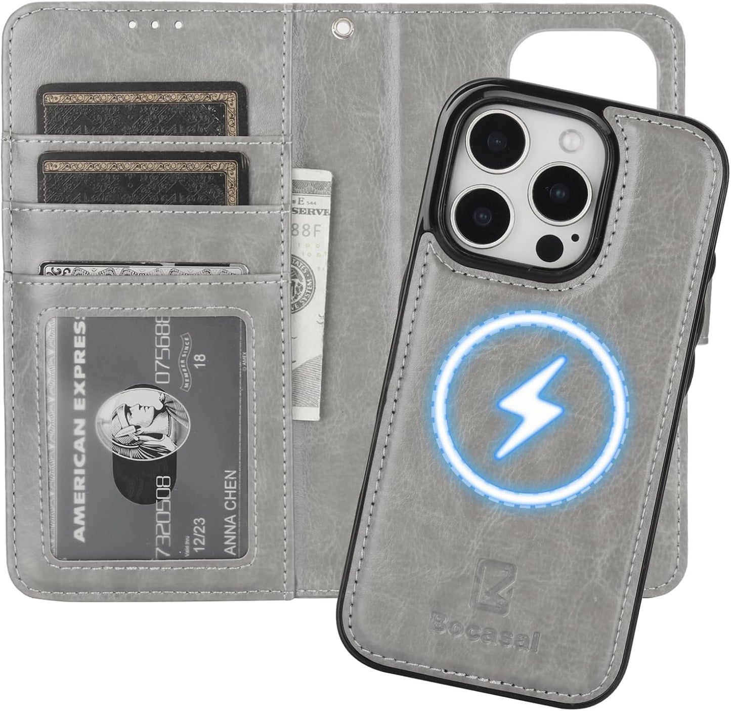 Bocasal iPhone 16 Pro Wallet Case with RFID Blocking Features