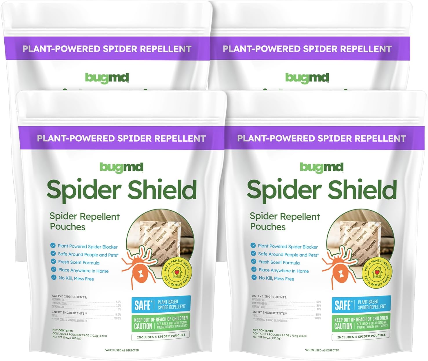 BugMD Spider Shield Repellent Pouches for Indoor & Outdoor Use