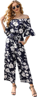 Floral Off Shoulder Wide Leg Jumpsuit - Flattering Summer Fit